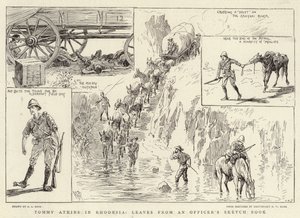 Tommy Atkins in Rhodesia, fogli da un libro di schizzi di un ufficiale